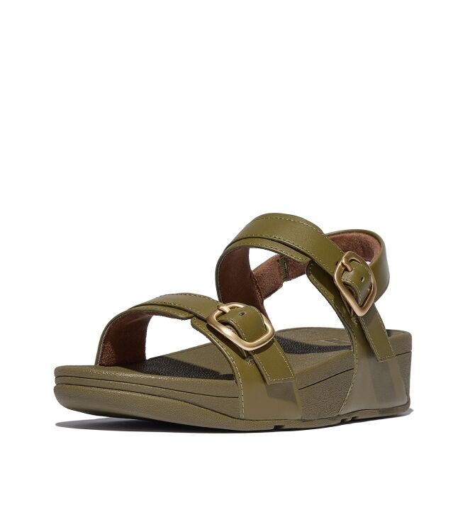 FitFlop lulu adjustable sandal - leather camo-green Direct leverbaar uit de webshop van www.meijerink-schoenen.nl/