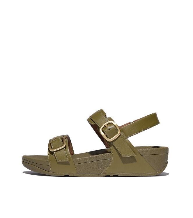 FitFlop lulu adjustable sandal - leather camo-green Direct leverbaar uit de webshop van www.meijerink-schoenen.nl/