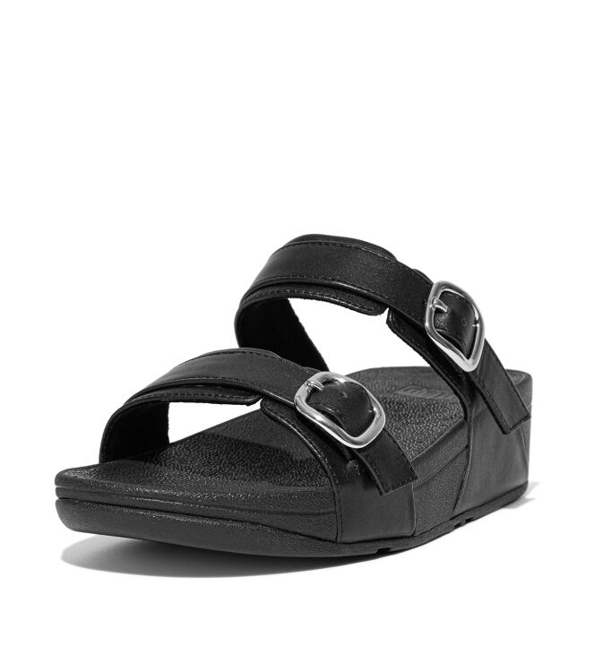 FitFlop lulu adjustable slide - leather all black Direct leverbaar uit de webshop van www.meijerink-schoenen.nl/