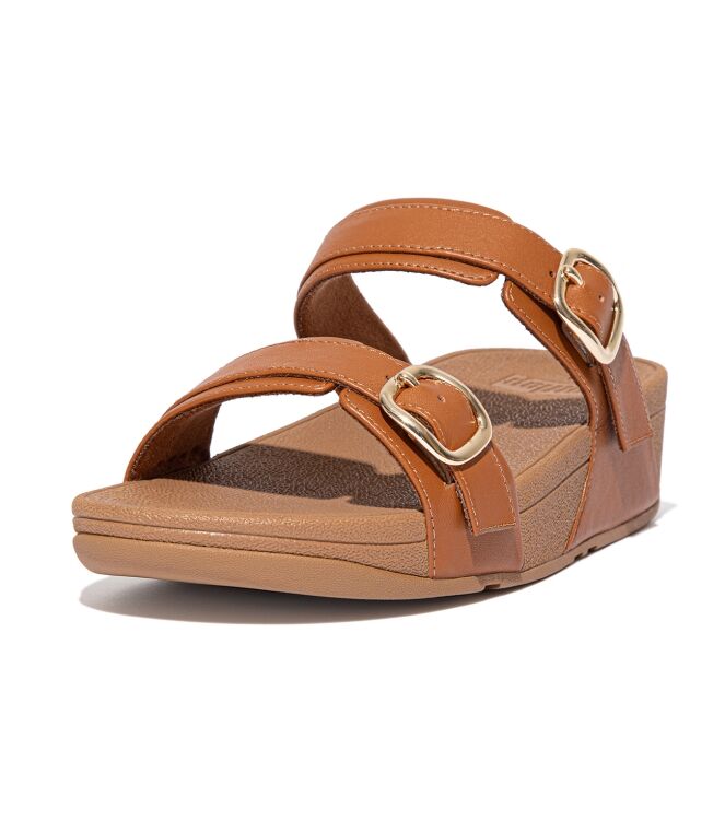 FitFlop lulu adjustable slide - leather light tan Direct leverbaar uit de webshop van www.meijerink-schoenen.nl/