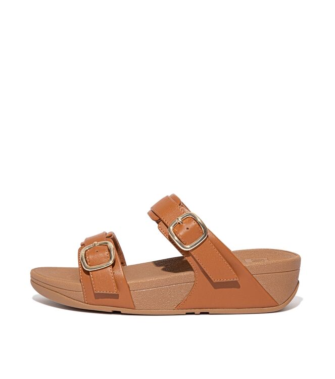 FitFlop lulu adjustable slide - leather light tan Direct leverbaar uit de webshop van www.meijerink-schoenen.nl/