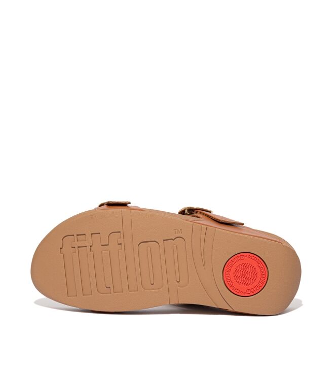 FitFlop lulu adjustable slide - leather light tan Direct leverbaar uit de webshop van www.meijerink-schoenen.nl/