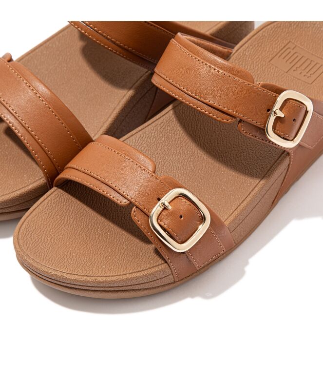 FitFlop lulu adjustable slide - leather light tan Direct leverbaar uit de webshop van www.meijerink-schoenen.nl/
