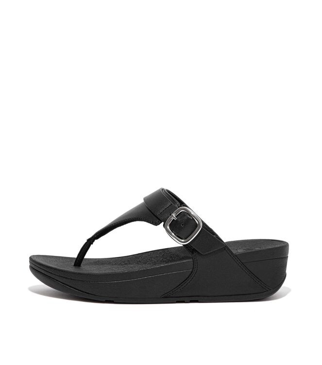 FitFlop lulu adjustable toe post - leather all black Direct leverbaar uit de webshop van www.meijerink-schoenen.nl/