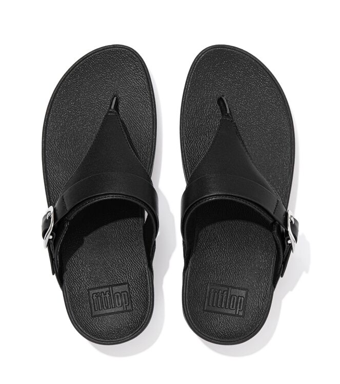 FitFlop lulu adjustable toe post - leather all black Direct leverbaar uit de webshop van www.meijerink-schoenen.nl/