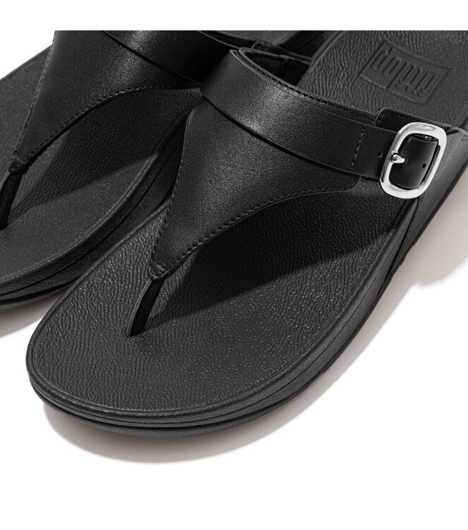 FitFlop lulu adjustable toe post - leather all black Direct leverbaar uit de webshop van www.meijerink-schoenen.nl/