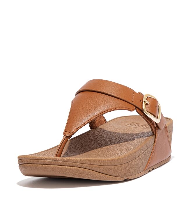 FitFlop lulu adjustable toe post - leather light tan Direct leverbaar uit de webshop van www.meijerink-schoenen.nl/
