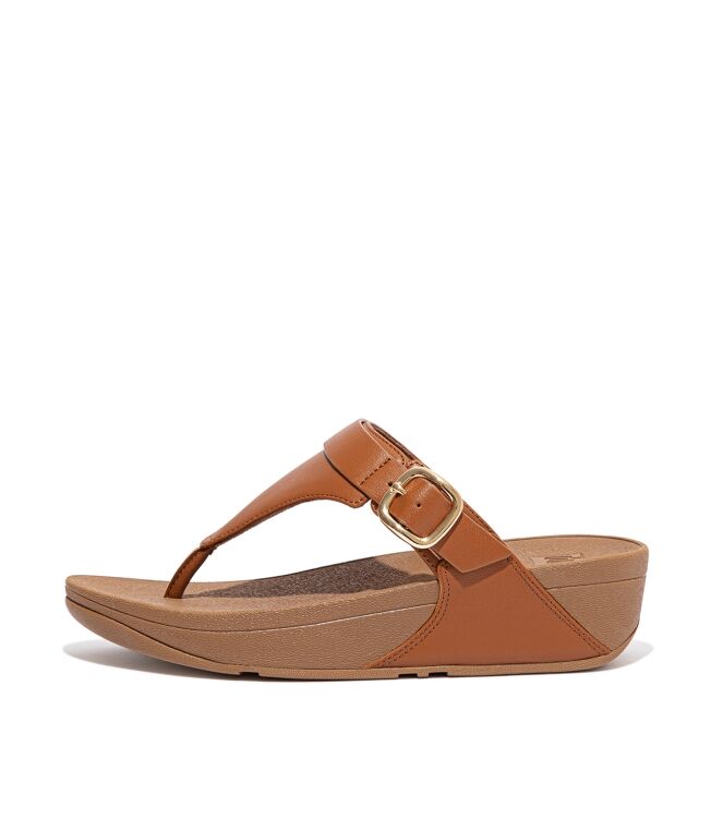 FitFlop lulu adjustable toe post - leather light tan Direct leverbaar uit de webshop van www.meijerink-schoenen.nl/