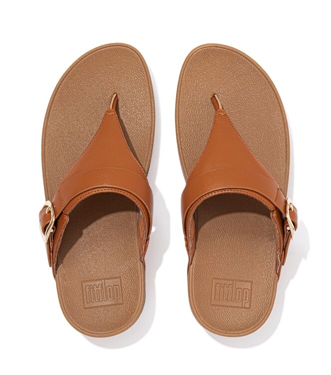 FitFlop lulu adjustable toe post - leather light tan Direct leverbaar uit de webshop van www.meijerink-schoenen.nl/