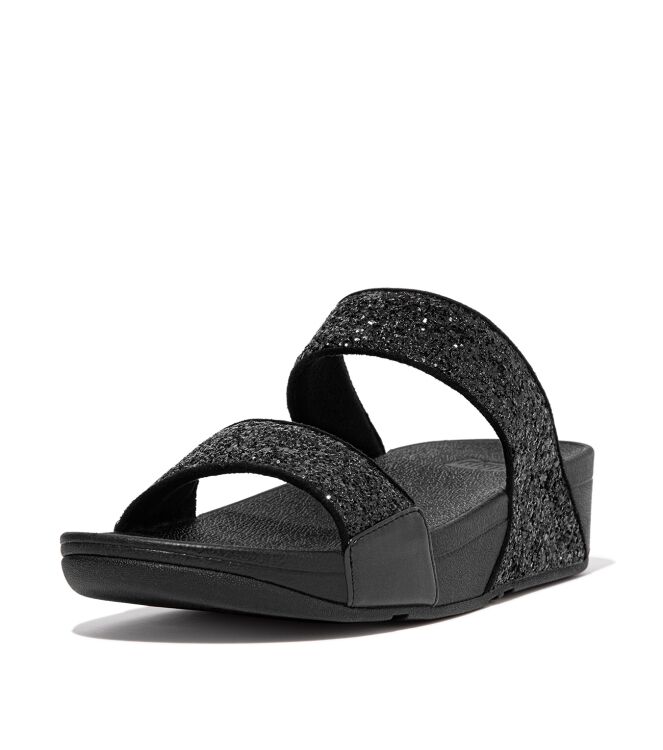 FitFlop lulu slide - glitter black glitter Direct leverbaar uit de webshop van www.meijerink-schoenen.nl/