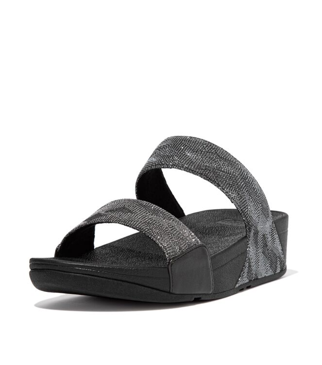 FitFlop lulu slide - geo glitz all black Direct leverbaar uit de webshop van www.meijerink-schoenen.nl/