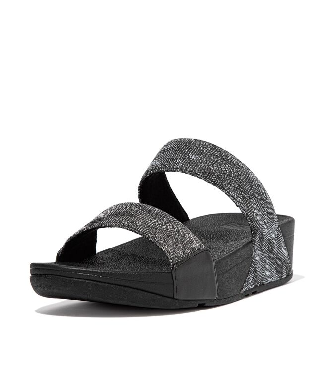 FitFlop lulu slide - geo glitz all black Direct leverbaar uit de webshop van www.meijerink-schoenen.nl/