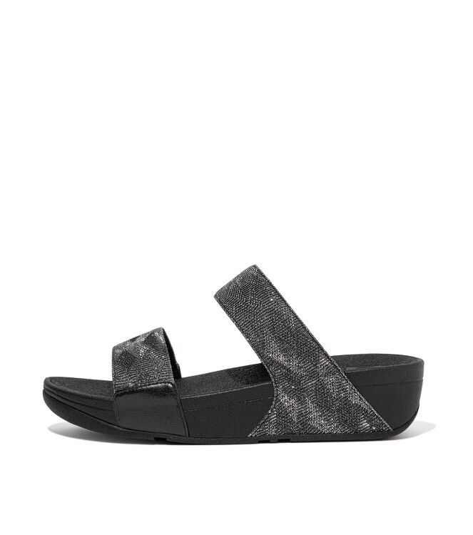 FitFlop lulu slide - geo glitz all black Direct leverbaar uit de webshop van www.meijerink-schoenen.nl/