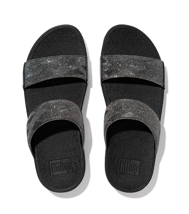 FitFlop lulu slide - geo glitz all black Direct leverbaar uit de webshop van www.meijerink-schoenen.nl/