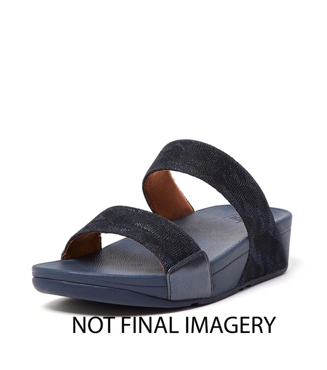 FitFlop lulu slide - geo glitz midnight navy Direct leverbaar uit de webshop van www.meijerink-schoenen.nl/
