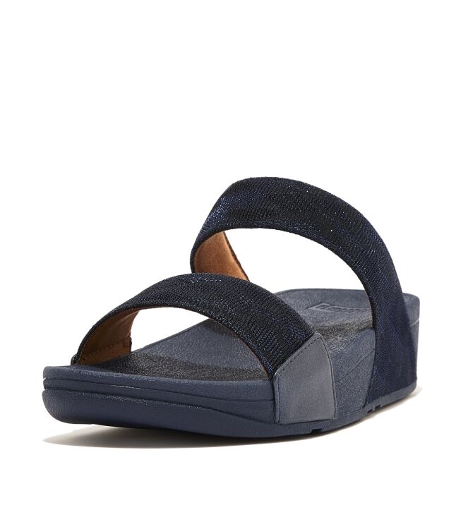 FitFlop lulu slide - geo glitz midnight navy Direct leverbaar uit de webshop van www.meijerink-schoenen.nl/