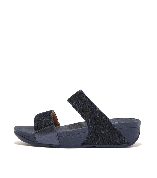 FitFlop lulu slide - geo glitz midnight navy Direct leverbaar uit de webshop van www.meijerink-schoenen.nl/