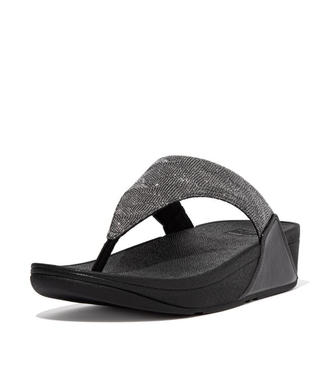 FitFlop lulu toe post - geo glitz all black Direct leverbaar uit de webshop van www.meijerink-schoenen.nl/