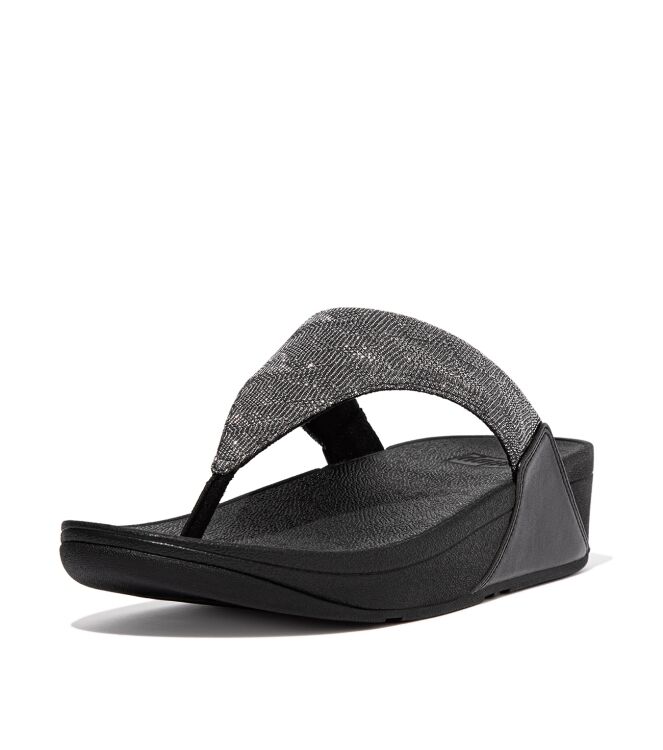 FitFlop lulu toe post - geo glitz all black Direct leverbaar uit de webshop van www.meijerink-schoenen.nl/
