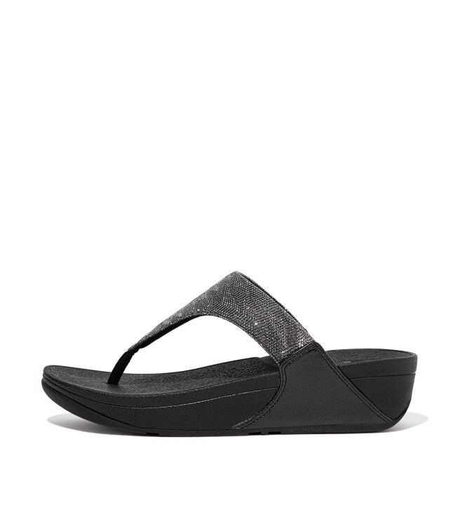 FitFlop lulu toe post - geo glitz all black Direct leverbaar uit de webshop van www.meijerink-schoenen.nl/