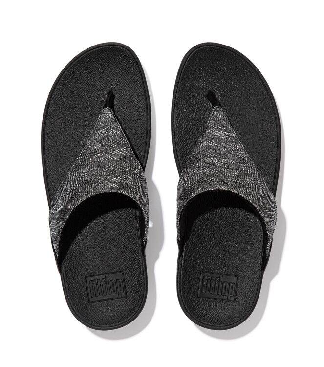FitFlop lulu toe post - geo glitz all black Direct leverbaar uit de webshop van www.meijerink-schoenen.nl/