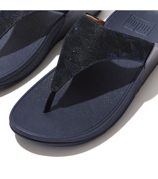 FitFlop lulu toe post - geo glitz midnight navy Direct leverbaar uit de webshop van www.meijerink-schoenen.nl/