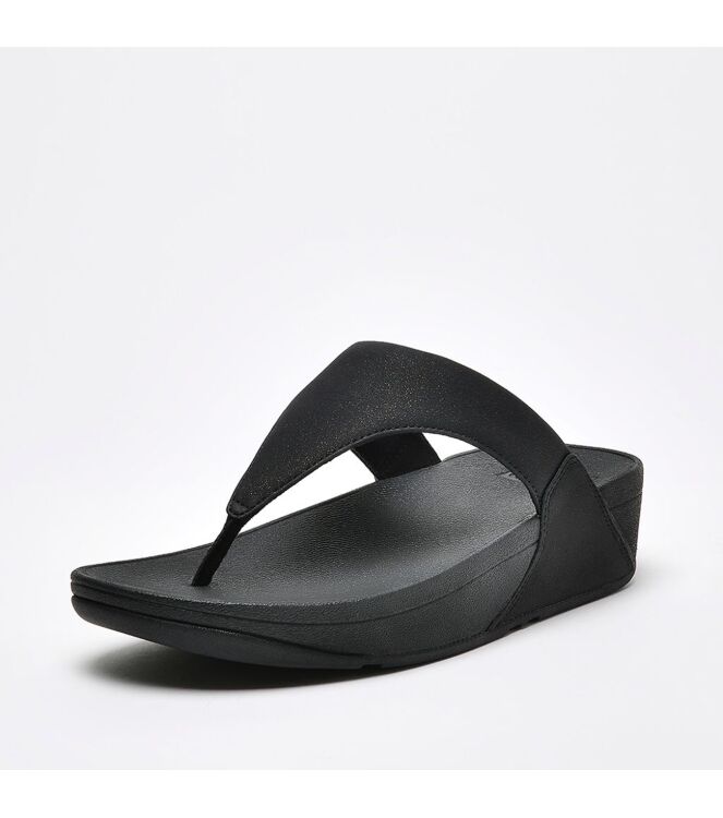 FitFlop lulu toe post - sparkle all black Direct leverbaar uit de webshop van www.meijerink-schoenen.nl/