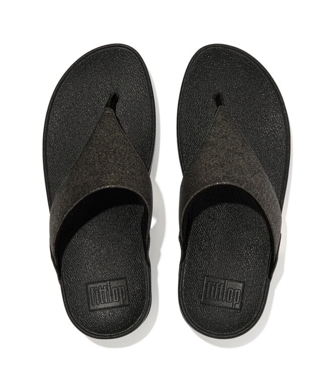 FitFlop lulu toe post - sparkle all black Direct leverbaar uit de webshop van www.meijerink-schoenen.nl/