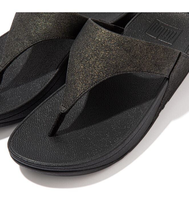 FitFlop lulu toe post - sparkle all black Direct leverbaar uit de webshop van www.meijerink-schoenen.nl/