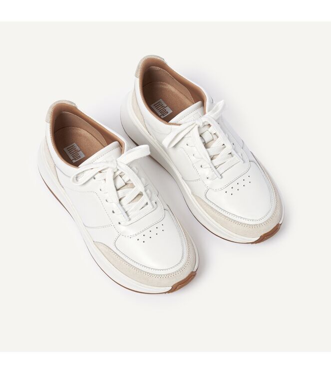 FitFlop f-mode leather/suede flatform sneakers urban white Direct leverbaar uit de webshop van www.meijerink-schoenen.nl/