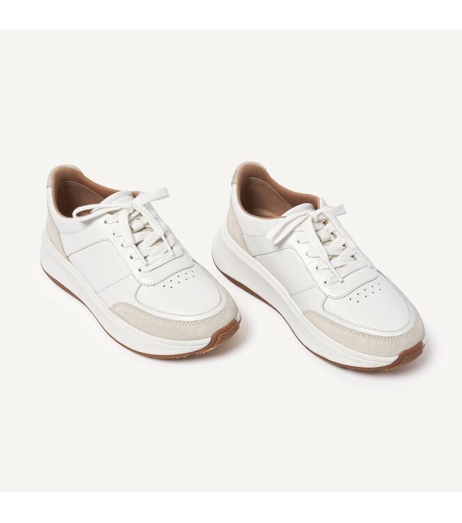 FitFlop f-mode leather/suede flatform sneakers urban white Direct leverbaar uit de webshop van www.meijerink-schoenen.nl/