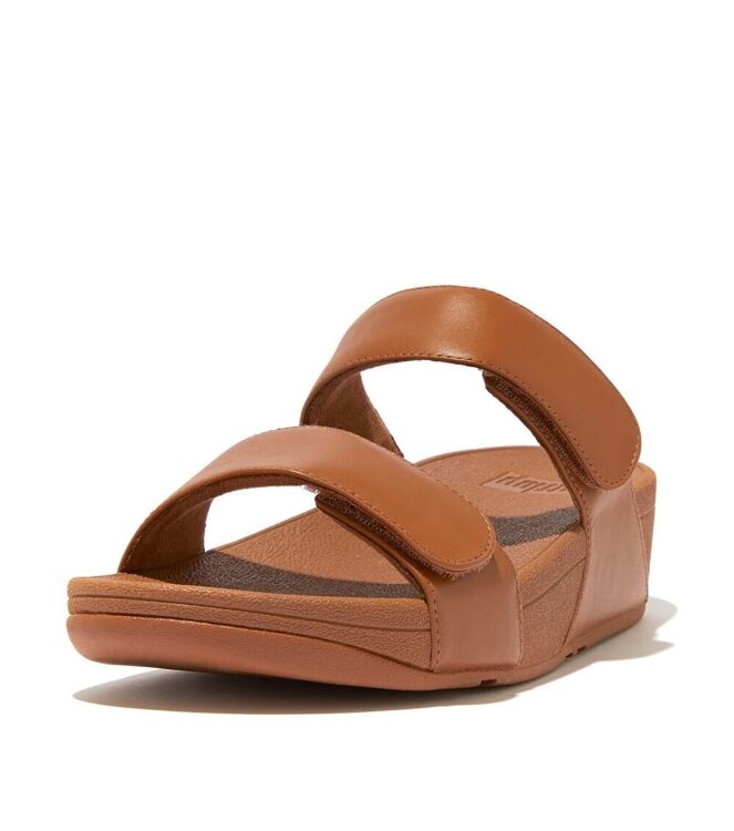 FitFlop lulu adjustable leather slides light tan Direct leverbaar uit de webshop van www.meijerink-schoenen.nl/