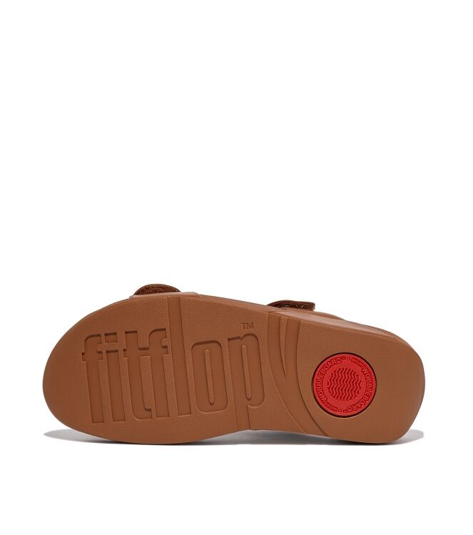 FitFlop lulu adjustable leather slides light tan Direct leverbaar uit de webshop van www.meijerink-schoenen.nl/
