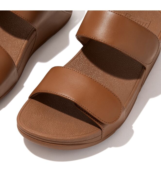 FitFlop lulu adjustable leather slides light tan Direct leverbaar uit de webshop van www.meijerink-schoenen.nl/