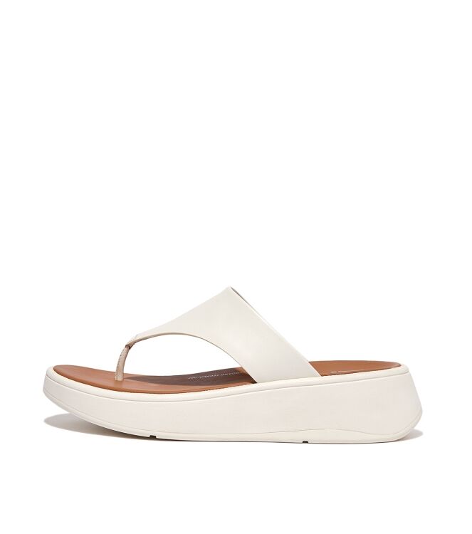 FitFlop f-mode leather flatform toe-post sandals cream Direct leverbaar uit de webshop van www.meijerink-schoenen.nl/