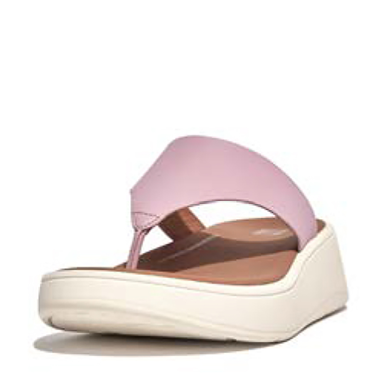 Fitflop Women F-Mode Leather-Twist Flatform Toe-Thongs (Cork) |HN3-A98| Metallic Wild Lilac main image 0
