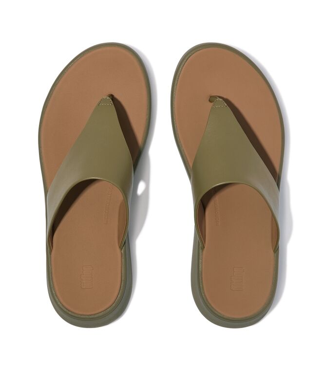 FitFlop f-mode leather flatform toe-post sandals camo-green Direct leverbaar uit de webshop van www.meijerink-schoenen.nl/