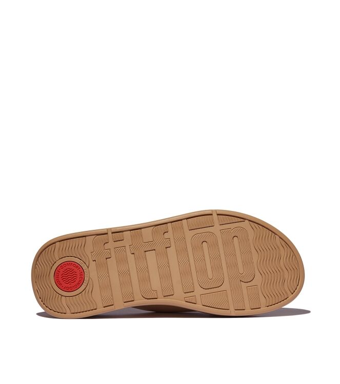 FitFlop f-mode leather flatform cross slides sandy beige Direct leverbaar uit de webshop van www.meijerink-schoenen.nl/