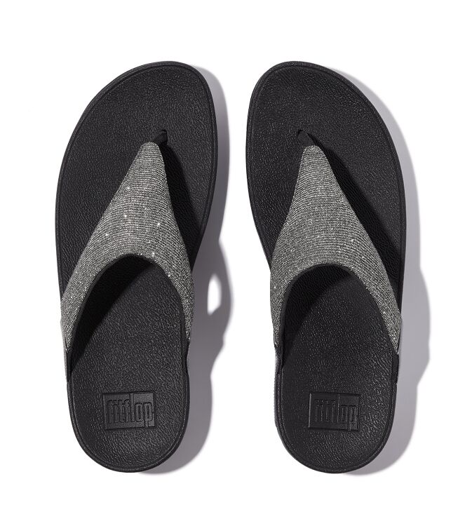 FitFlop lulu shimmerlux toe-post sandals pewter Direct leverbaar uit de webshop van www.meijerink-schoenen.nl/