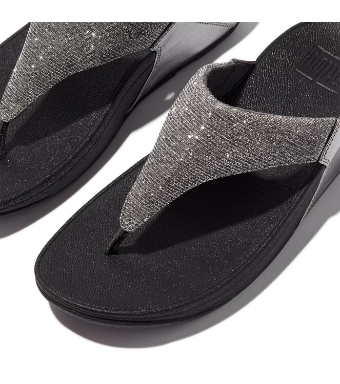 FitFlop lulu shimmerlux toe-post sandals pewter Direct leverbaar uit de webshop van www.meijerink-schoenen.nl/
