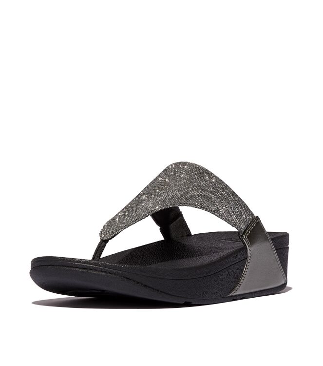 FitFlop lulu shimmerlux toe-post sandals pewter Direct leverbaar uit de webshop van www.meijerink-schoenen.nl/