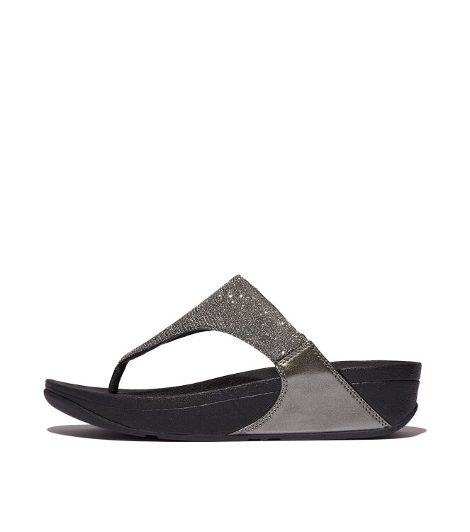 FitFlop lulu shimmerlux toe-post sandals pewter Direct leverbaar uit de webshop van www.meijerink-schoenen.nl/