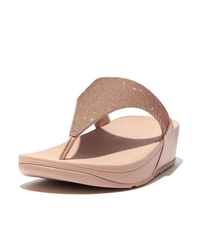 FitFlop lulu shimmerlux toe-post sandals rose gold Direct leverbaar uit de webshop van www.meijerink-schoenen.nl/