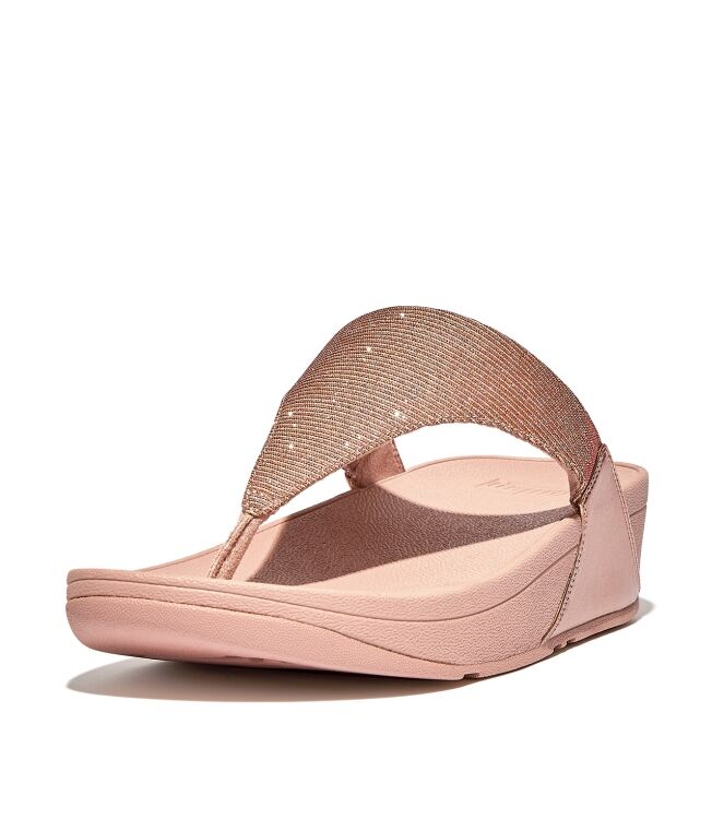 FitFlop lulu shimmerlux toe-post sandals rose gold Direct leverbaar uit de webshop van www.meijerink-schoenen.nl/