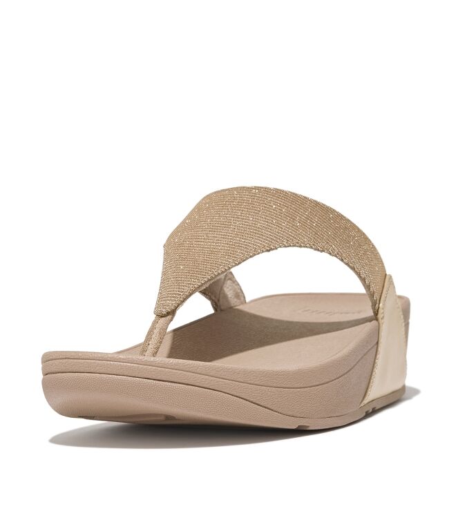 FitFlop lulu shimmerlux toe-post sandals latte beige Direct leverbaar uit de webshop van www.meijerink-schoenen.nl/