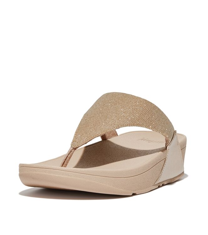 FitFlop lulu shimmerlux toe-post sandals latte beige Direct leverbaar uit de webshop van www.meijerink-schoenen.nl/