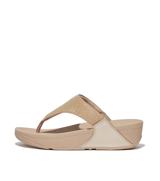 FitFlop lulu shimmerlux toe-post sandals latte beige Direct leverbaar uit de webshop van www.meijerink-schoenen.nl/