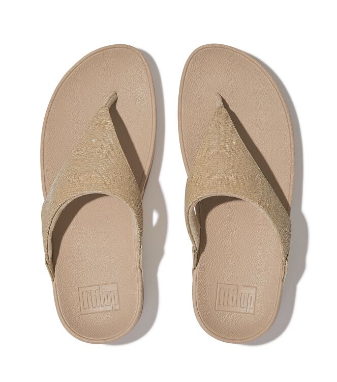 FitFlop lulu shimmerlux toe-post sandals latte beige Direct leverbaar uit de webshop van www.meijerink-schoenen.nl/