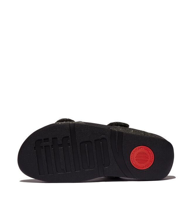 FitFlop lulu adjustable shimmerlux slides pewter Direct leverbaar uit de webshop van www.meijerink-schoenen.nl/