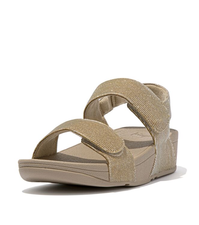 FitFlop lulu adjustable shimmerlux back-strap sandals latte beige Direct leverbaar uit de webshop van www.meijerink-schoenen.nl/